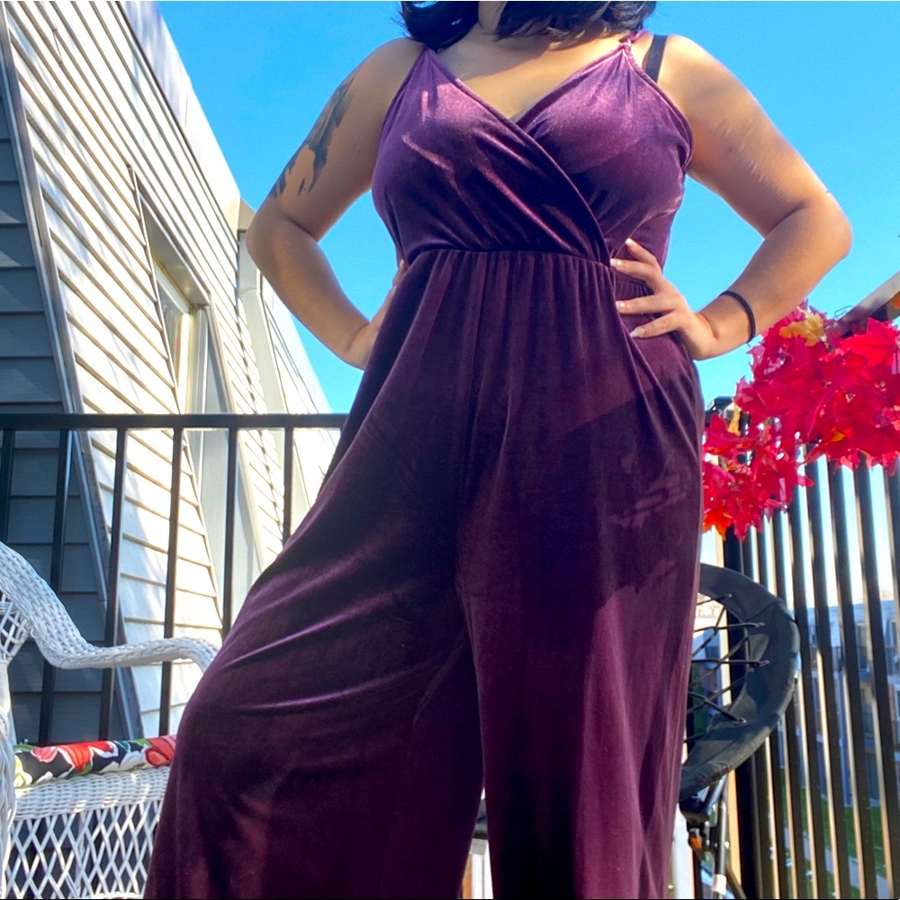 Purple Velvet Jumpsuit
